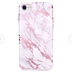 White marble pink chrome iPhone 7 case